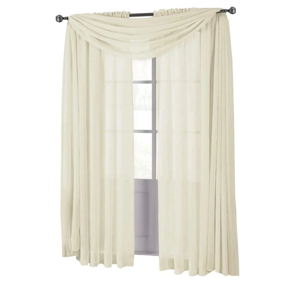 American Linen & Rugs Beige Solid Snow Sheer‎ Scarf 50x216in Window Curtain
